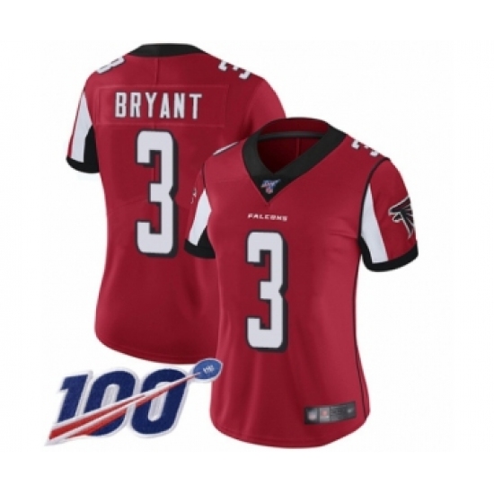 Women's Atlanta Falcons #3 Matt Bryant Red Team Color Vapor Untouchable Limited Player 100th Season Football Jersey - Ujersey