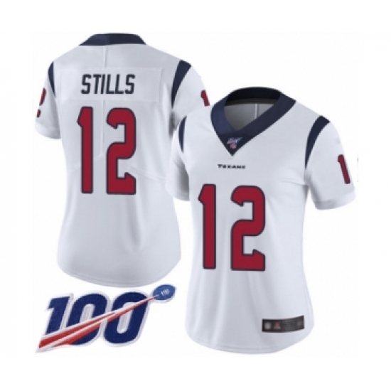 Women's Houston Texans #12 Kenny Stills White Vapor Untouchable Limited Player 100th Season Football Jersey - Ujersey