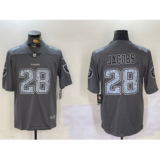 Men's Las Vegas Raiders #28 Josh Jacobs Grey Limited Stitched Jerseys - Ujersey