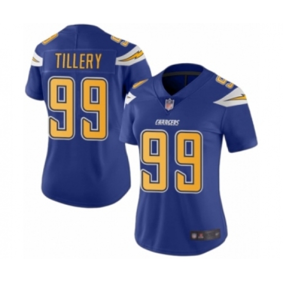 Women's Los Angeles Chargers #99 Jerry Tillery Limited Electric Blue Rush Vapor Untouchable Football Jersey - Ujersey