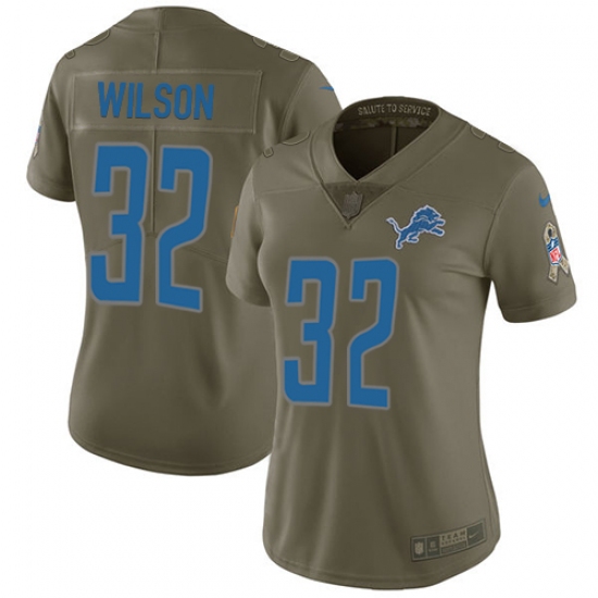 Women's Nike Detroit Lions #32 Tavon Wilson Limited Olive 2017 Salute to Service NFL Jersey - Ujersey