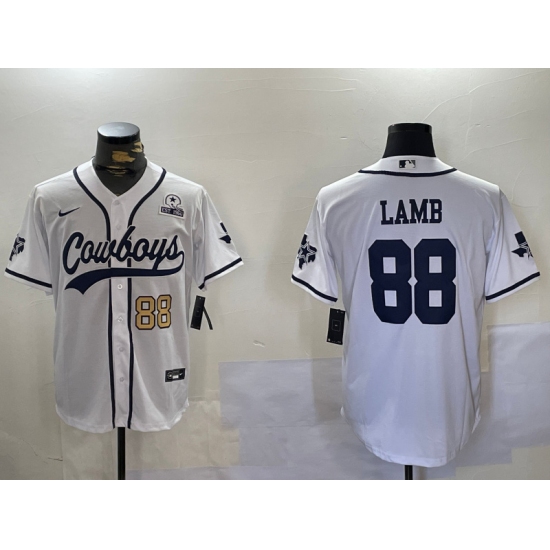 Men's Dallas Cowboys #88 CeeDee Lamb White 2022 Olive Salute To Service Cool Base Stitched Baseball Jersey - Ujersey