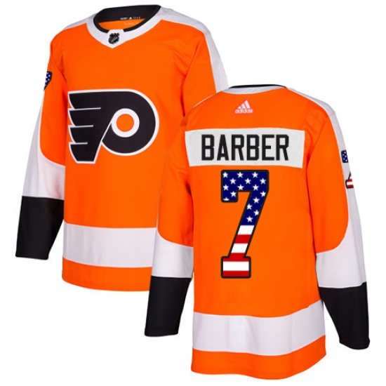 Youth Adidas Philadelphia Flyers #7 Bill Barber Authentic Orange USA Flag Fashion NHL Jersey - Ujersey