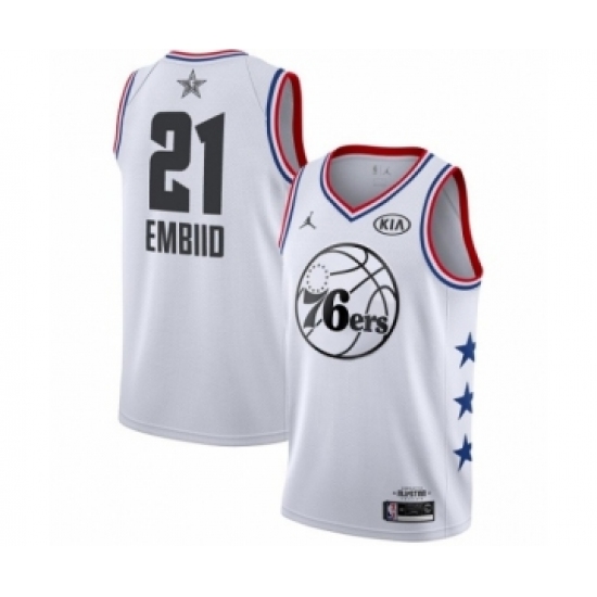 Youth Jordan Philadelphia 76ers #21 Joel Embiid Swingman White 2019 All-Star Game Basketball Jersey - Ujersey