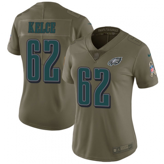 Women's Nike Philadelphia Eagles #62 Jason Kelce Limited Olive 2017 Salute to Service NFL Jersey - Ujersey