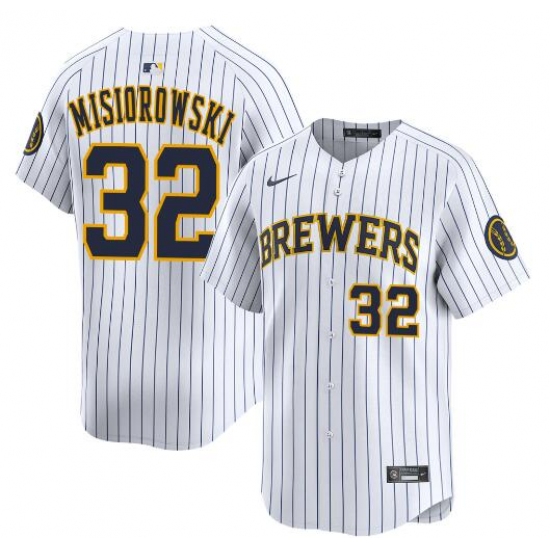 Men's Milwaukee Brewers #32 Jacob Misiorowski White Alternate Limited Stitched Baseball Jersey - Ujersey