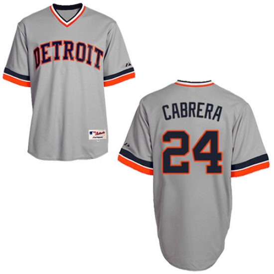 Men's Majestic Detroit Tigers #24 Miguel Cabrera Replica Grey 1970 Turn Back The Clock MLB Jersey - Ujersey