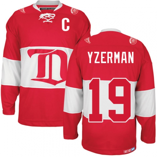 Men's CCM Detroit Red Wings #19 Steve Yzerman Premier Red Winter Classic Throwback NHL Jersey - Ujersey