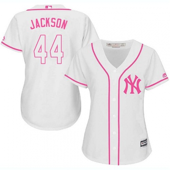 Women's Majestic New York Yankees #44 Reggie Jackson Authentic White Fashion Cool Base MLB Jersey - Ujersey