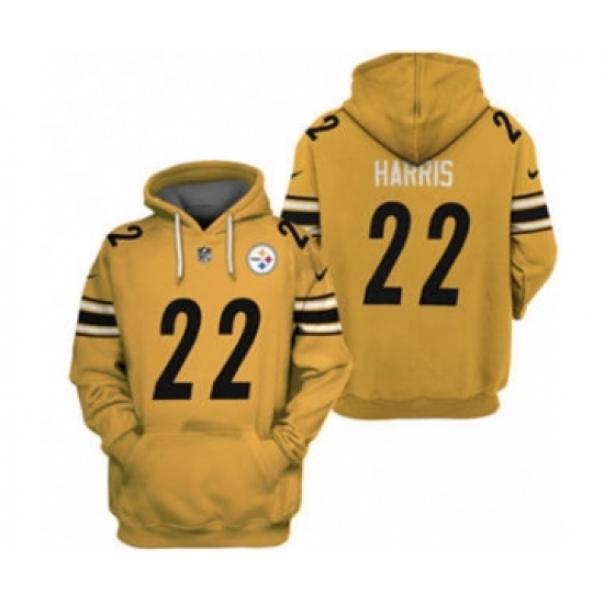 Men's Pittsburgh Steelers #22 Najee Harris 2021 Yellow Pullover Football Hoodie - Ujersey