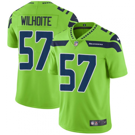 Men's Nike Seattle Seahawks #57 Michael Wilhoite Limited Green Rush Vapor Untouchable NFL Jersey - Ujersey