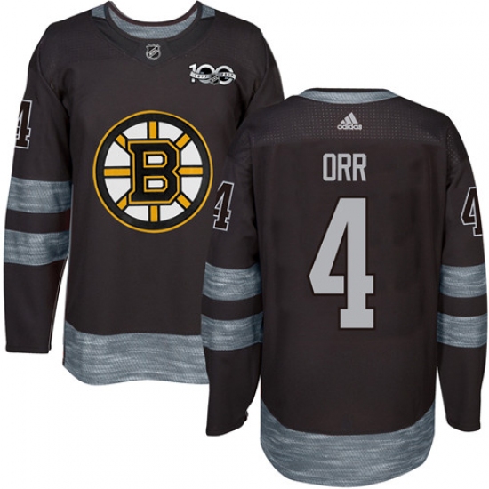 Men's Adidas Boston Bruins #4 Bobby Orr Premier Black 1917-2017 100th Anniversary NHL Jersey