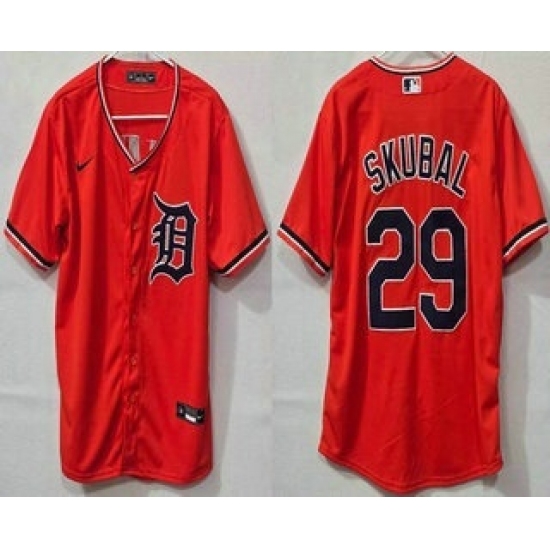 Men's Detroit Tigers #29 Tarik Skubal Orange Cool Base Jersey - Ujersey