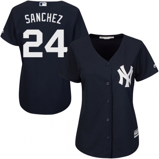 Women's Majestic New York Yankees #24 Gary Sanchez Authentic Navy Blue Alternate MLB Jersey - Ujersey