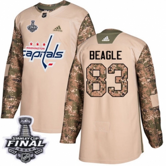 Youth Adidas Washington Capitals #83 Jay Beagle Authentic Camo Veterans Day Practice 2018 Stanley Cup Final NHL Jersey - Ujersey