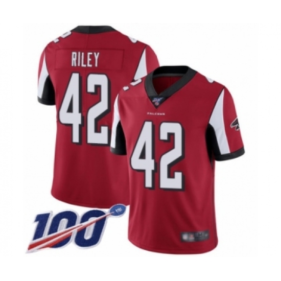 Men's Atlanta Falcons #42 Duke Riley Red Team Color Vapor Untouchable Limited Player 100th Season Football Jersey - Ujersey