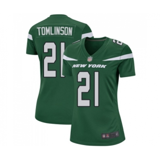 Women's New York Jets #21 LaDainian Tomlinson Game Green Team Color Football Jersey - Ujersey