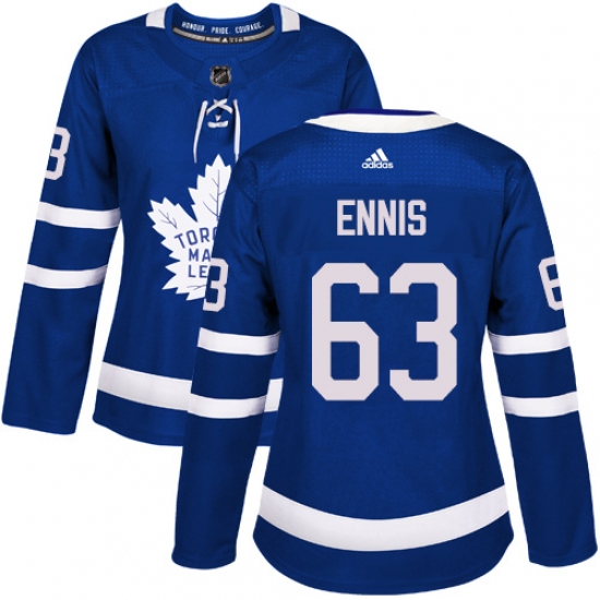 Women's Adidas Toronto Maple Leafs #63 Tyler Ennis Authentic Royal Blue Home NHL Jersey - Ujersey