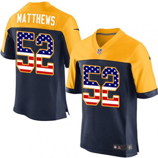 Men's Nike Green Bay Packers #52 Clay Matthews Elite Navy Blue Alternate USA Flag Fashion NFL Jersey - ujerseystore