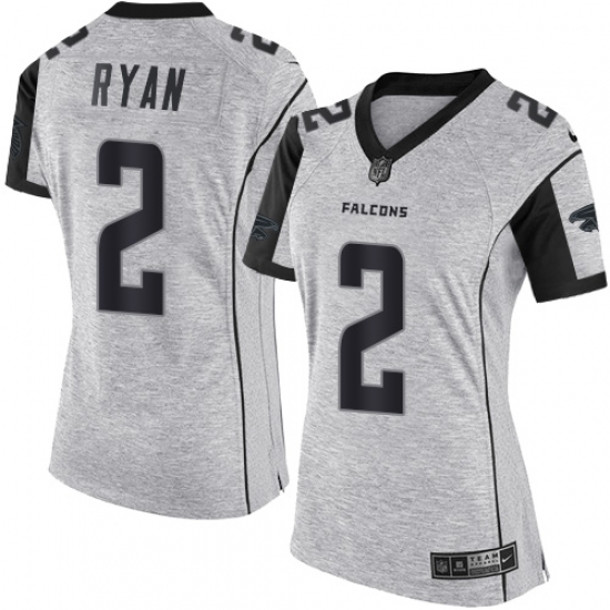 Women's Nike Atlanta Falcons #2 Matt Ryan Limited Gray Gridiron II NFL Jersey - Ujersey