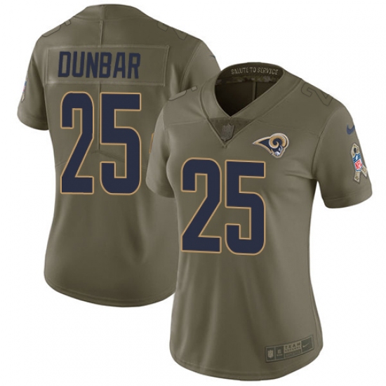 Women's Nike Los Angeles Rams #25 Lance Dunbar Limited Olive 2017 Salute to Service NFL Jersey - Ujersey