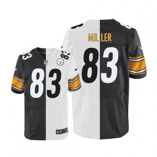 Men's Nike Pittsburgh Steelers #83 Heath Miller Elite Black/White Split Fashion NFL Jersey - Ujersey