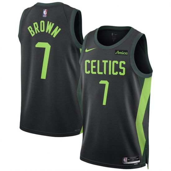 Men's Boston Celtics #7 Jaylen Brown Black 2024-25 City Edition Stitched Basketball Jersey - Ujersey