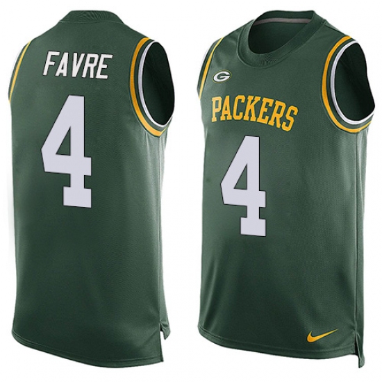 Men's Nike Green Bay Packers #4 Brett Favre Limited Green Player Name & Number Tank Top NFL Jersey - Ujersey