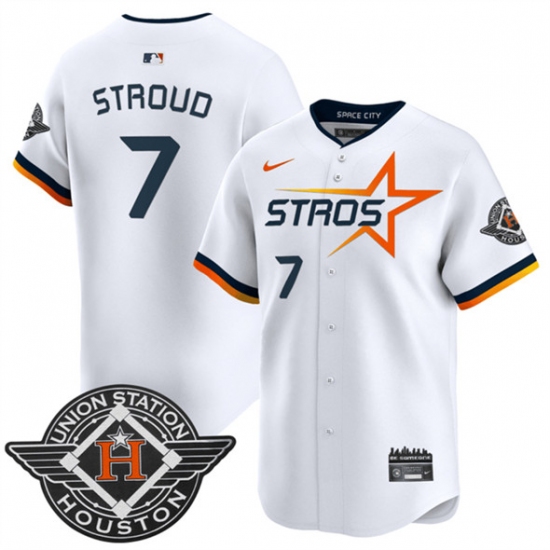 Men's Houston Astros #7 C.J. Stroud White 2025 City Connect Limited Stitched Baseball Jersey - Ujersey