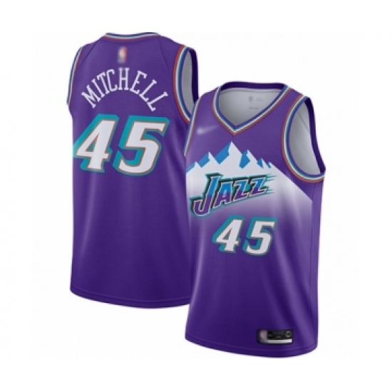 Women's Utah Jazz #45 Donovan Mitchell Swingman Purple Hardwood Classics Basketball Jersey - Ujersey