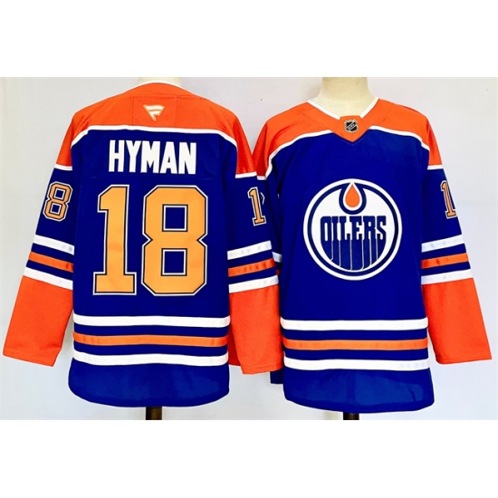 Men's Edmonton Oilers #18 Zach Hyman Royal 2024-25 Stitched Jersey - Ujersey