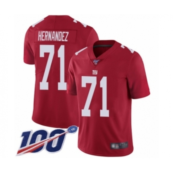 Men's New York Giants #71 Will Hernandez Red Limited Red Inverted Legend 100th Season Football Jersey - Ujersey