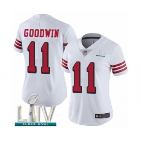 Women's San Francisco 49ers #11 Marquise Goodwin Limited White Rush Vapor Untouchable Super Bowl LIV Bound Football Jersey - Ujersey