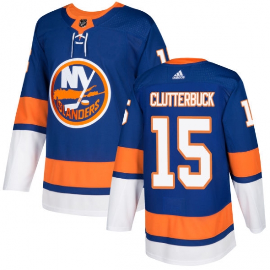 Men's Adidas New York Islanders #15 Cal Clutterbuck Authentic Royal Blue Home NHL Jersey - Ujersey