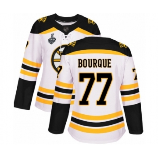 Women's Boston Bruins #77 Ray Bourque Authentic White Away 2019 Stanley Cup Final Bound Hockey Jersey - Ujersey
