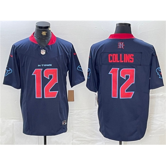 Men's Houston Texans #12 Nico Collins Navy 2nd Alternate F.U.S.E. Vapor Limited Football Stitched Jersey