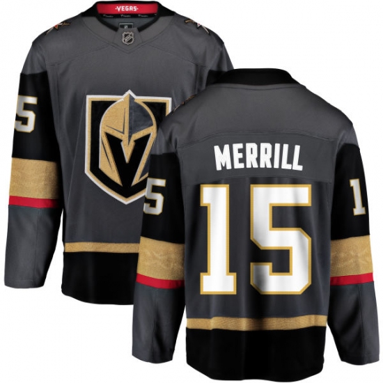 Youth Vegas Golden Knights #15 Jon Merrill Authentic Black Home Fanatics Branded Breakaway NHL Jersey - Ujersey