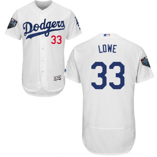 Men's Majestic Los Angeles Dodgers #33 Mark Lowe White Home Flex Base Authentic Collection 2018 World Series MLB Jersey - Ujersey