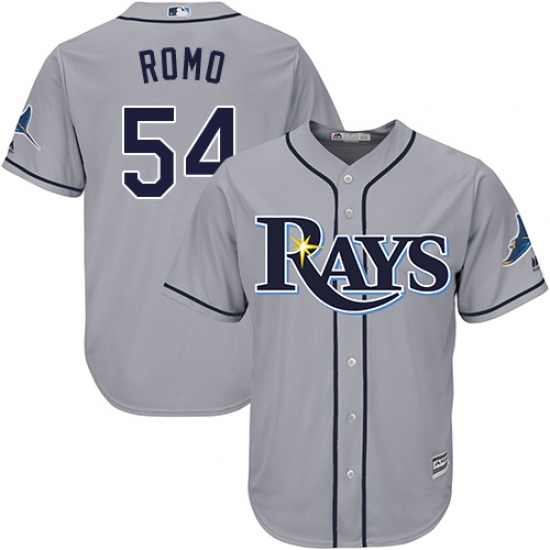 Men's Majestic Tampa Bay Rays #54 Sergio Romo Replica Grey Road Cool Base MLB Jersey - Ujersey