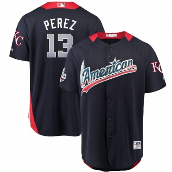 Men's Majestic Kansas City Royals #13 Salvador Perez Game Navy Blue American League 2018 MLB All-Star MLB Jersey