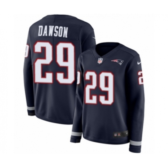 Women's Nike New England Patriots #29 Duke Dawson Limited Navy Blue Therma Long Sleeve NFL Jersey - Ujersey
