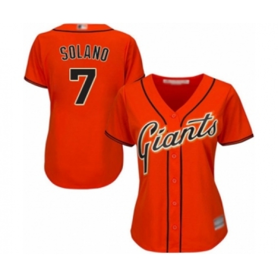 Women's San Francisco Giants #7 Donovan Solano Authentic Orange Alternate Cool Base Baseball Player Jersey - Ujersey