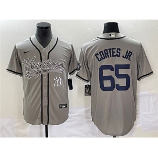 Men's New York Yankees #65 Nestor Cortes Jr. Gray Cool Base Stitched Baseball Jersey - Ujersey