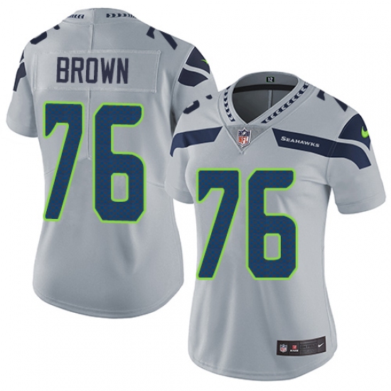 Women's Nike Seattle Seahawks #76 Duane Brown Grey Alternate Vapor Untouchable Limited Player NFL Jersey - Ujersey