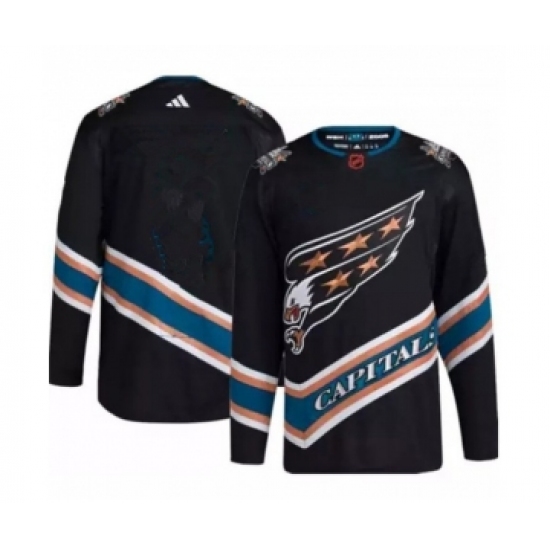 Men's Washington Capitals Blank Black 2022-23 Reverse Retro Stitched Jersey - Ujersey