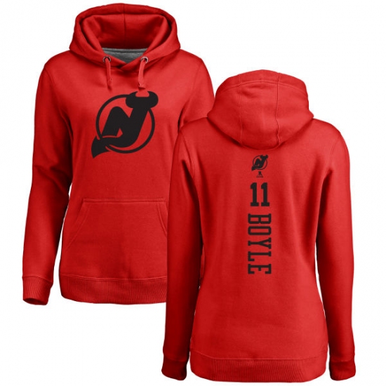 NHL Women's Adidas New Jersey Devils #11 Brian Boyle Red One Color Backer Pullover Hoodie - ujerseystore