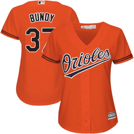 Women's Majestic Baltimore Orioles #37 Dylan Bundy Authentic Orange Alternate Cool Base MLB Jersey - Ujersey
