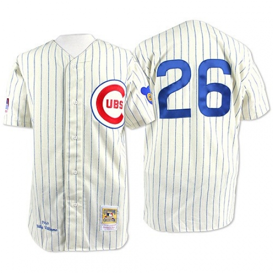 Men's Mitchell and Ness Chicago Cubs #26 Billy Williams Authentic White Throwback MLB Jersey - Ujersey