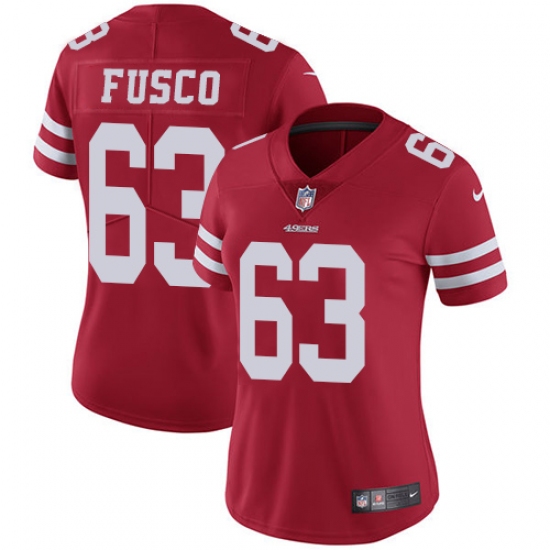Women's Nike San Francisco 49ers #63 Brandon Fusco Elite Red Team Color NFL Jersey - Ujersey