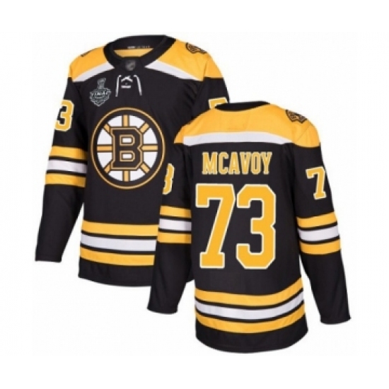 Men's Boston Bruins #73 Charlie McAvoy Authentic Black Home 2019 Stanley Cup Final Bound Hockey Jersey - Ujersey